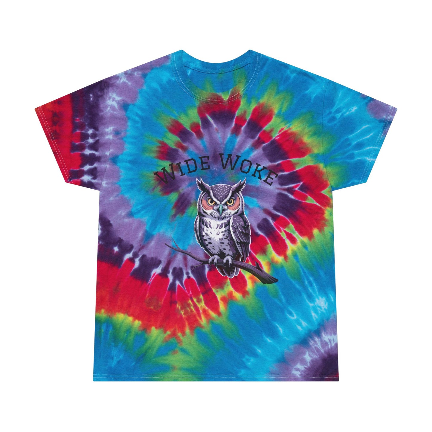 Spiral Tie-Dye Tee with 'Wide Woke' Design | Boho Vibe T-Shirt for Everyday Wear, Summer, Festivals, Gifts, Casual Style