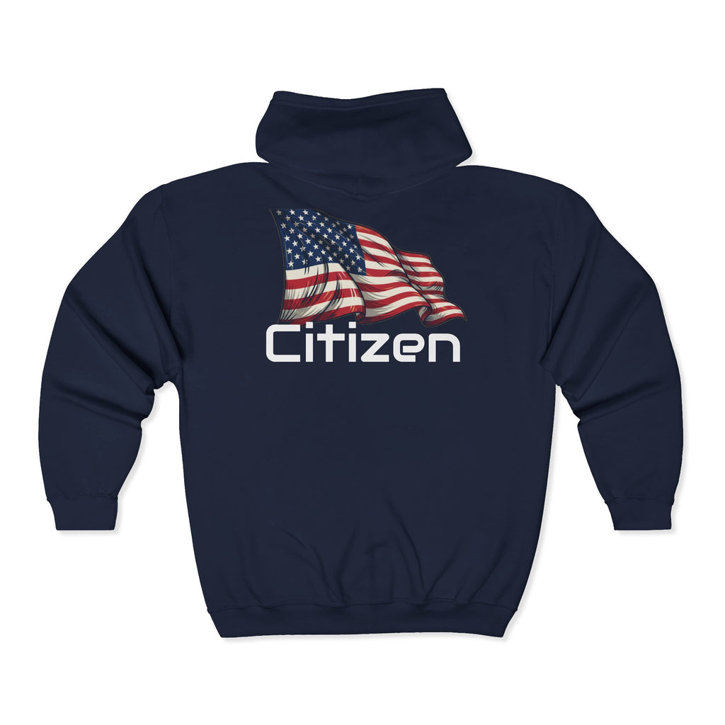 American Flag "Citizen" Full-Zip Hoodie — Patriotic USA Jacket
