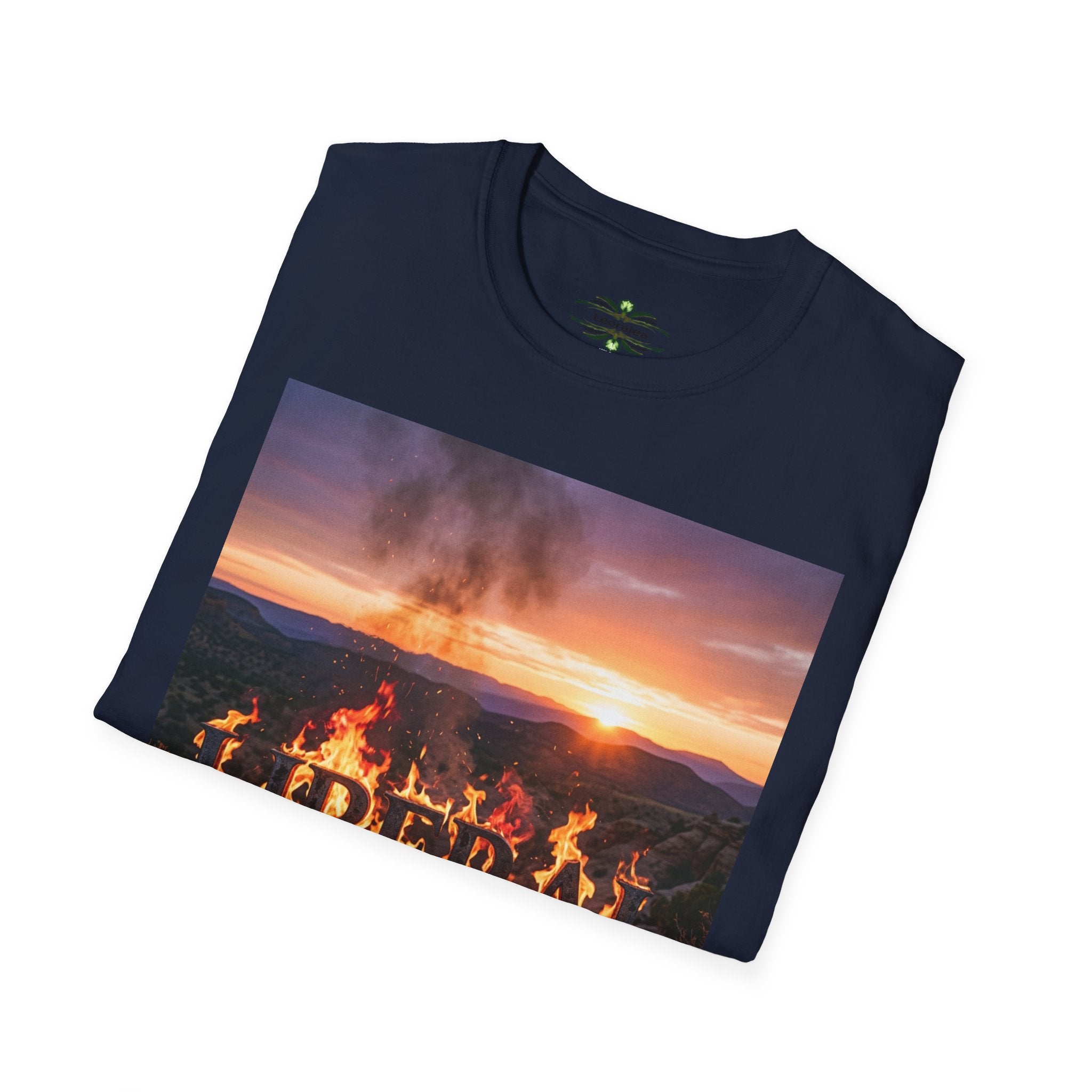 T-Shirt — 'LIBERAL' Burning Sign Graphic with Isaiah 3:28 Quote