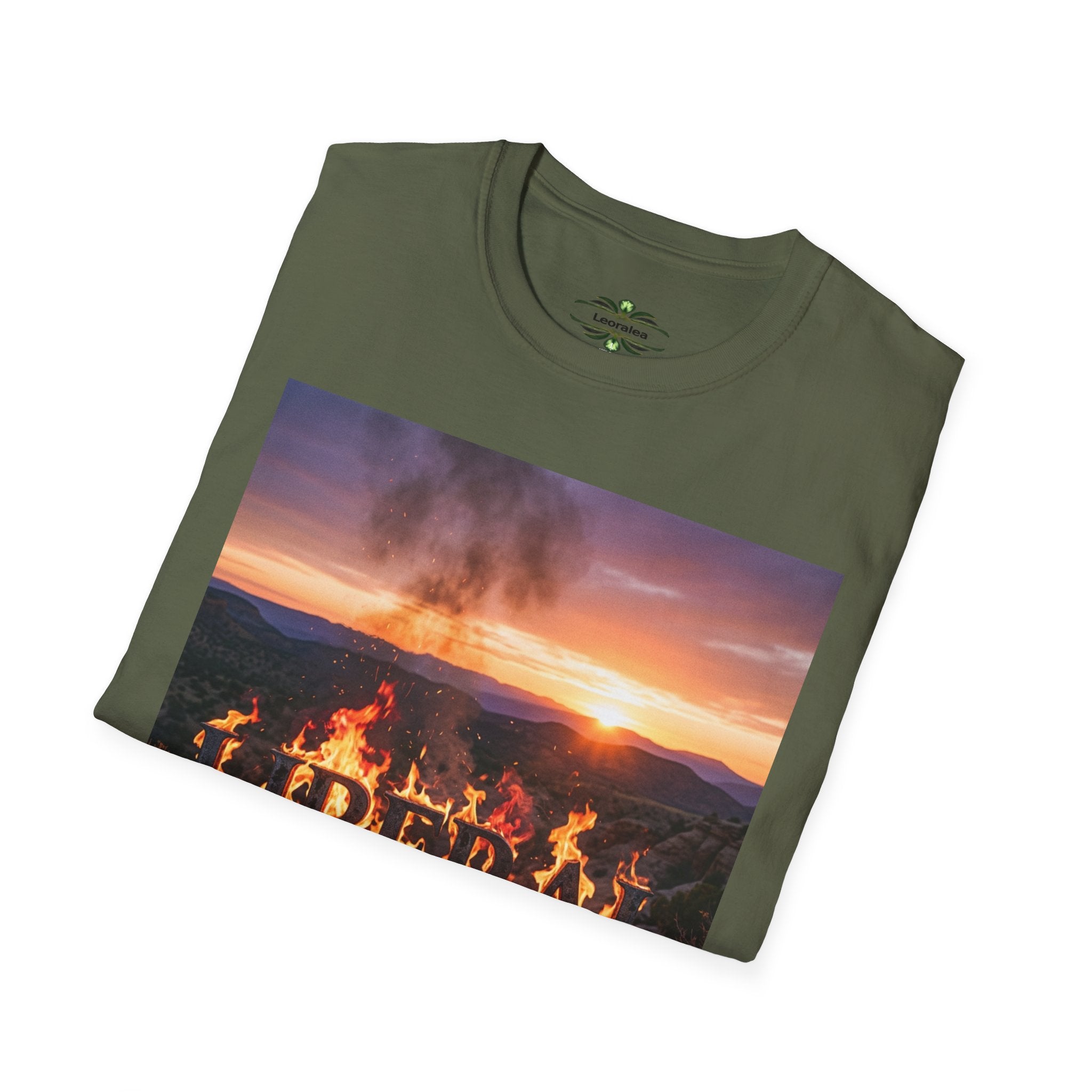 T-Shirt — 'LIBERAL' Burning Sign Graphic with Isaiah 3:28 Quote