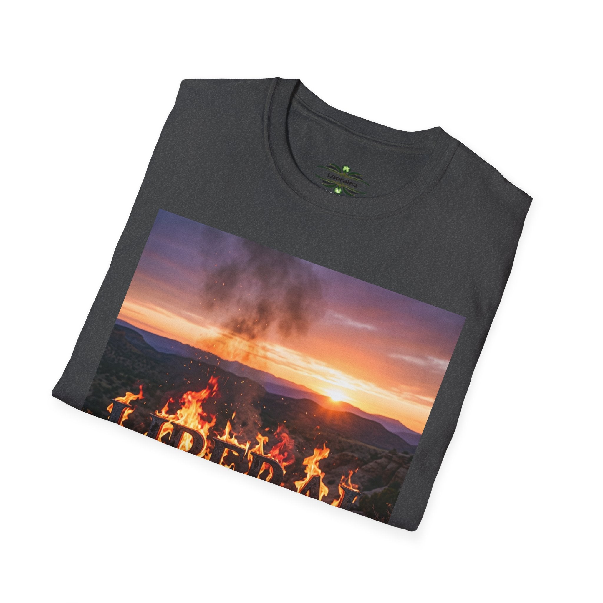 T-Shirt — 'LIBERAL' Burning Sign Graphic with Isaiah 3:28 Quote